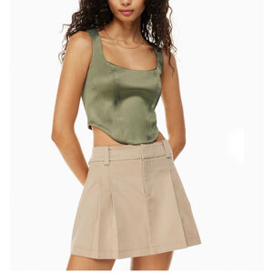 Women's aritzia Sunday Best Green Satin Square Neck Corset Crop Top M